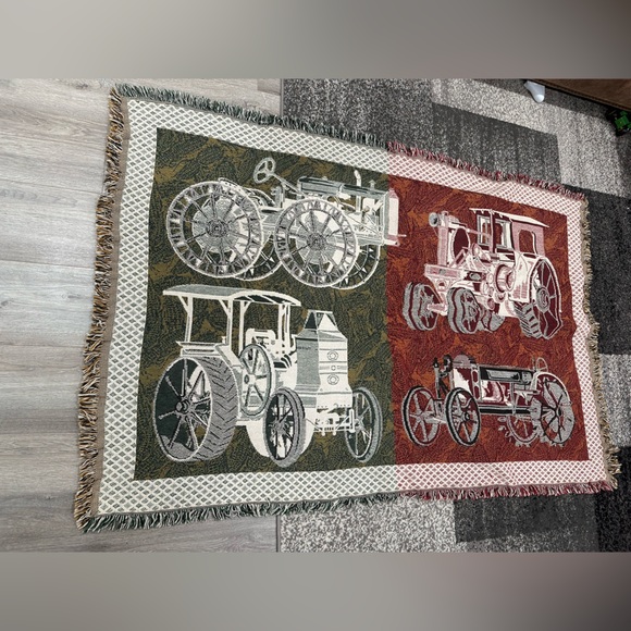 Tractor Woven Tapestry Throw Blanket Vintage - Picture 3 of 3